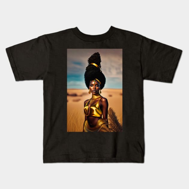 Golden tribal queen 1 Kids T-Shirt by YamyMorrell